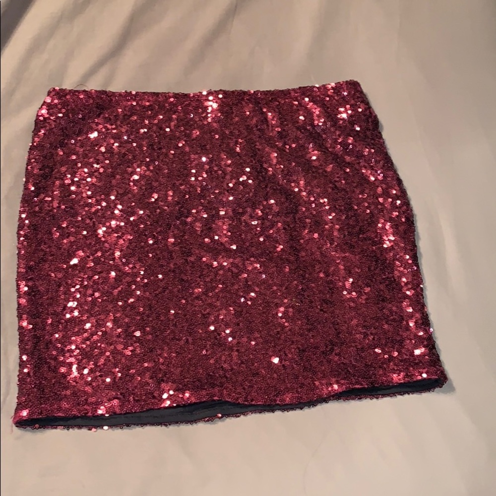 Burgundy Sequined Mini Skirt